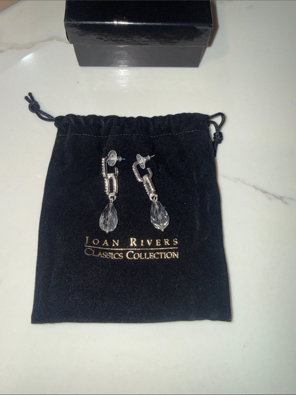 Joan Rivers Silver Teardrop Crystal Dangle Earrings
